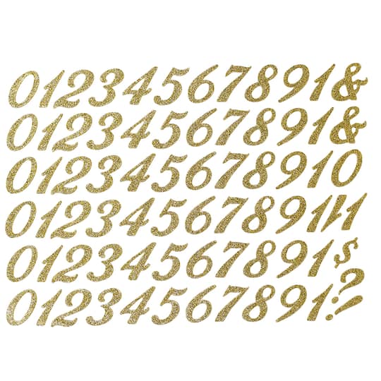 JAM Paper Numbers Gold Script Floral Adhesive